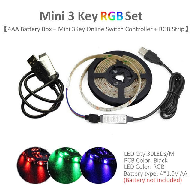 Battery LED Strip Light RGB 5V SMD 5050 2538 Waterproof Tira LED IR RF Remote Control Battery Operated Powered LED Tape Stripe
