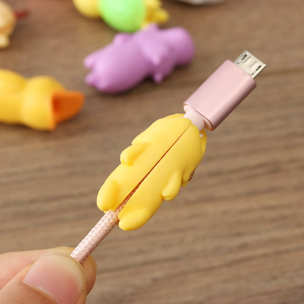 Cable Protector for iPhone Cable Charger USB Cable Winder Holder Accessory Organizer Cute Animal Doll Model Funny