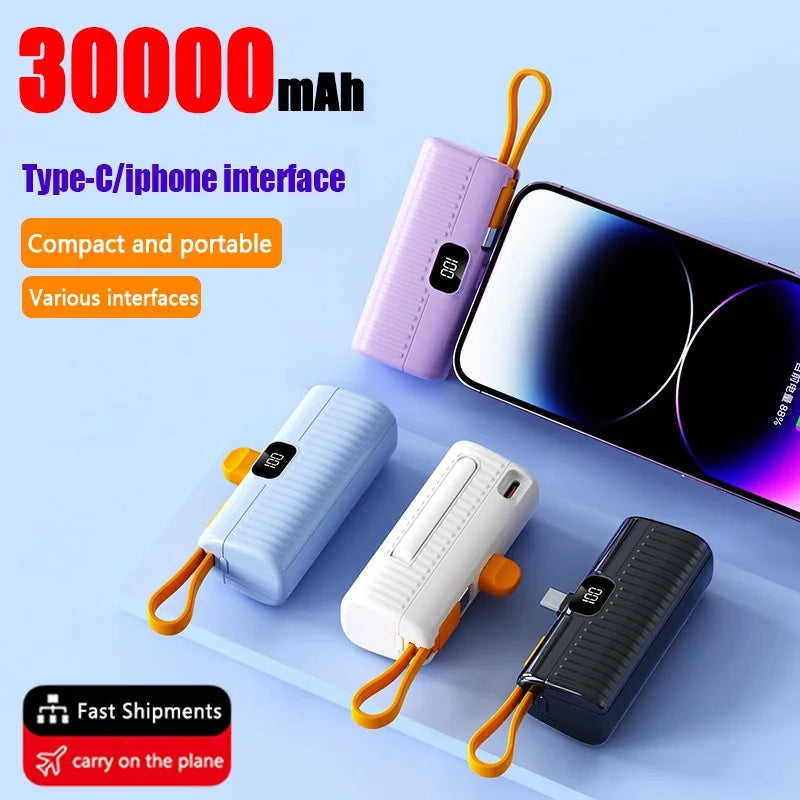 30000Mah Mini Power Bank Digital Display for Iphone Samsung Xiaomi Type C