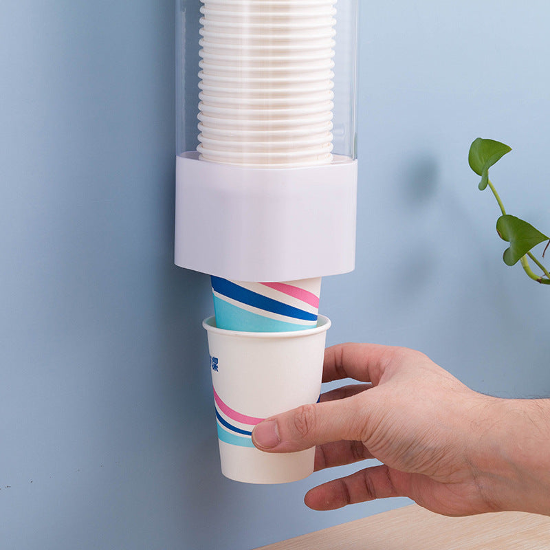 Disposable Cup Holder Automatic Water Dispenser Cup Dispenser Punch-Free Paper Cup Holder Household Wall-Mounted Dust-Proof Rack