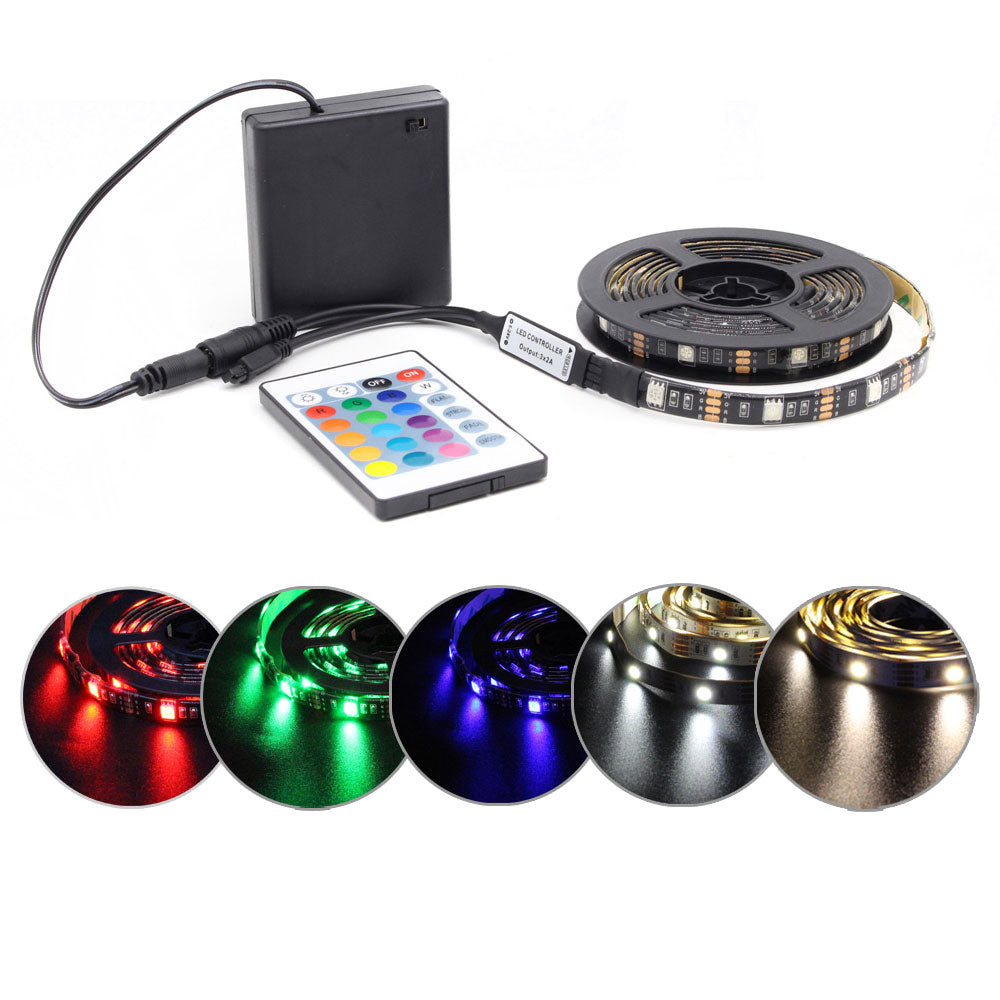 Battery LED Strip Light RGB 5V SMD 5050 2538 Waterproof Tira LED IR RF Remote Control Battery Operated Powered LED Tape Stripe